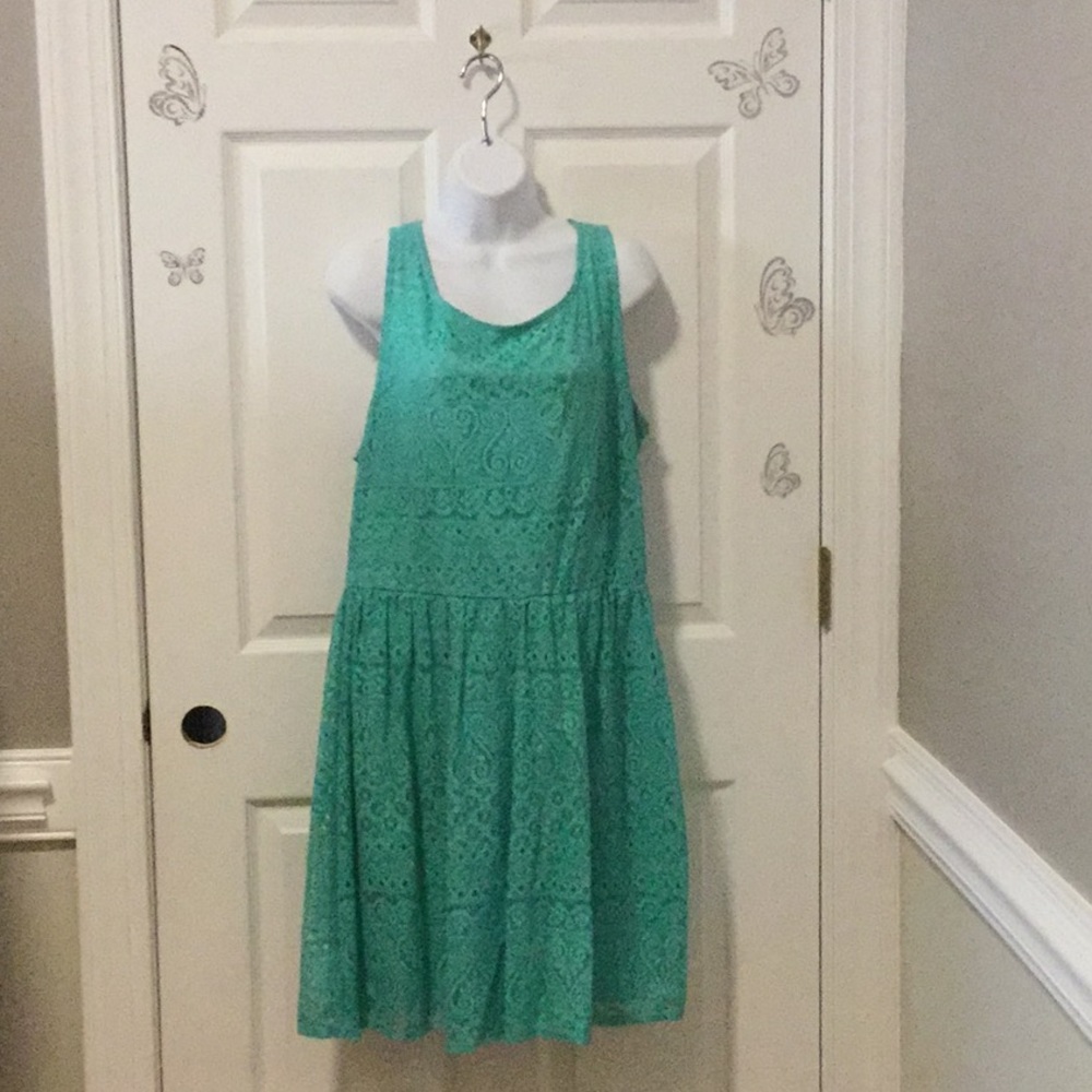 Mint Green Teal Lace Dress